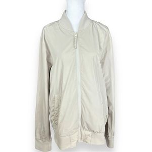 Men’s Hollister Cream/ Tan Colored Bomber Jacket with Ribbed trim Size M/ Medium